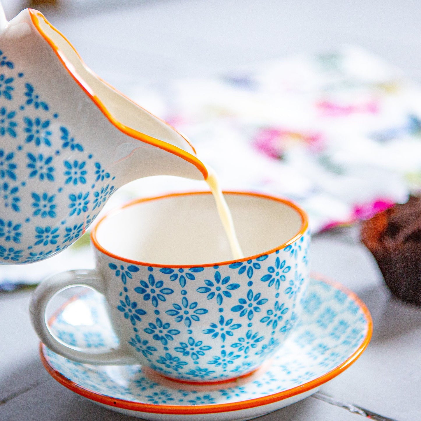 300ml Hand Printed Stoneware Jug