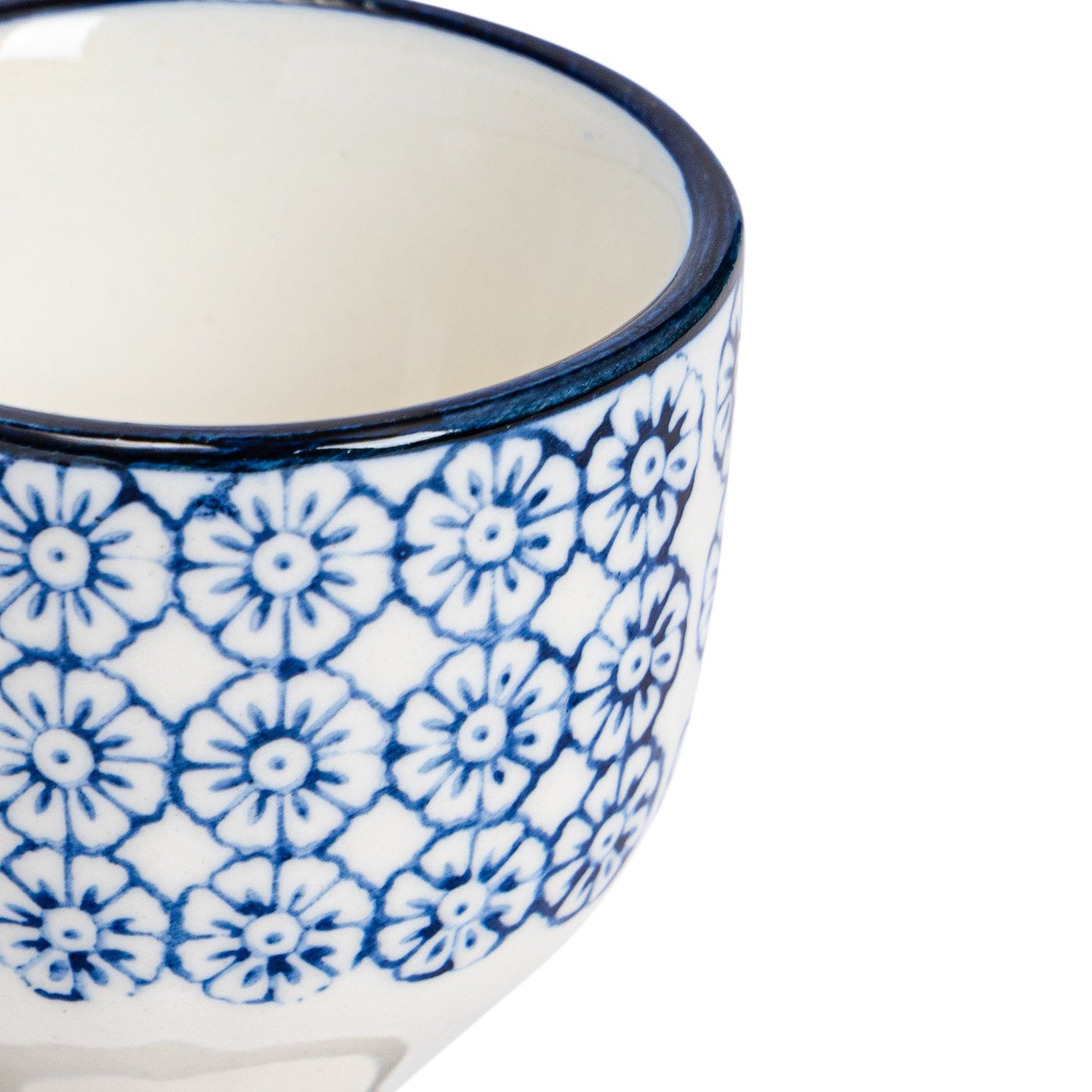 Floral Hand Printed Stoneware Egg Cups - Pack of Two