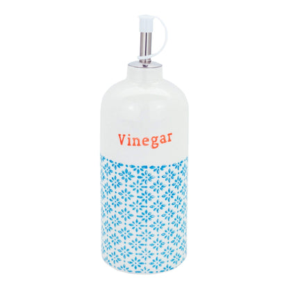 500ml Hand Printed Stoneware Vinegar Bottle with Pourer