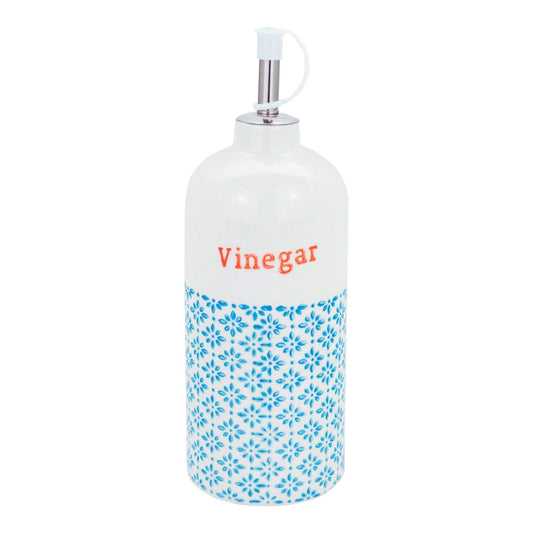 500ml Hand Printed Stoneware Vinegar Bottle with Pourer