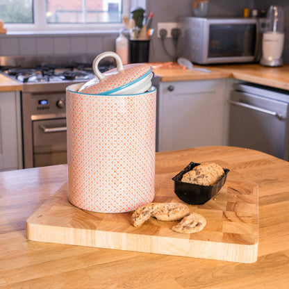 Hand Printed Stoneware Biscuit Barrel