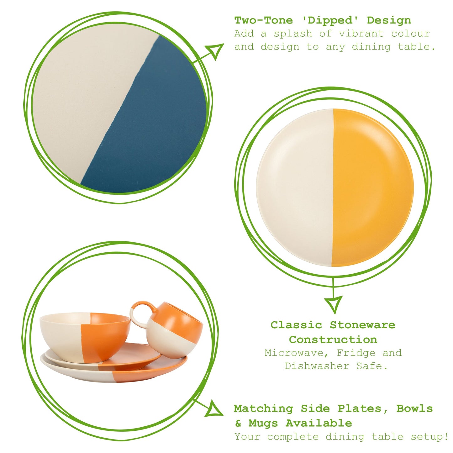 26.5cm Colour Block Stoneware Dinner Plate