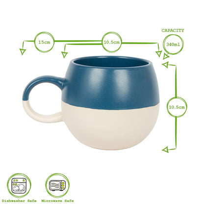 340ml Burnt Orange Colour Block Stoneware Sphere Mugs - Pack of Four