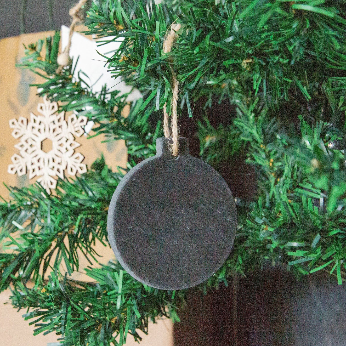 Slate Bauble Christmas Tree Decoration - Pack of Six
