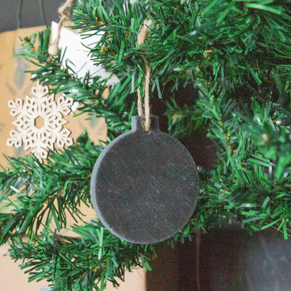 Slate Bauble Christmas Tree Decoration - Pack of Six