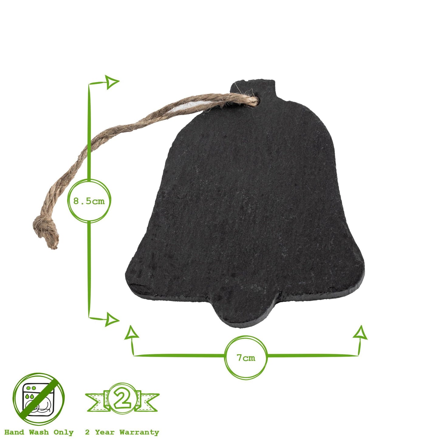 Slate Bell Christmas Tree Decoration - Pack of Six