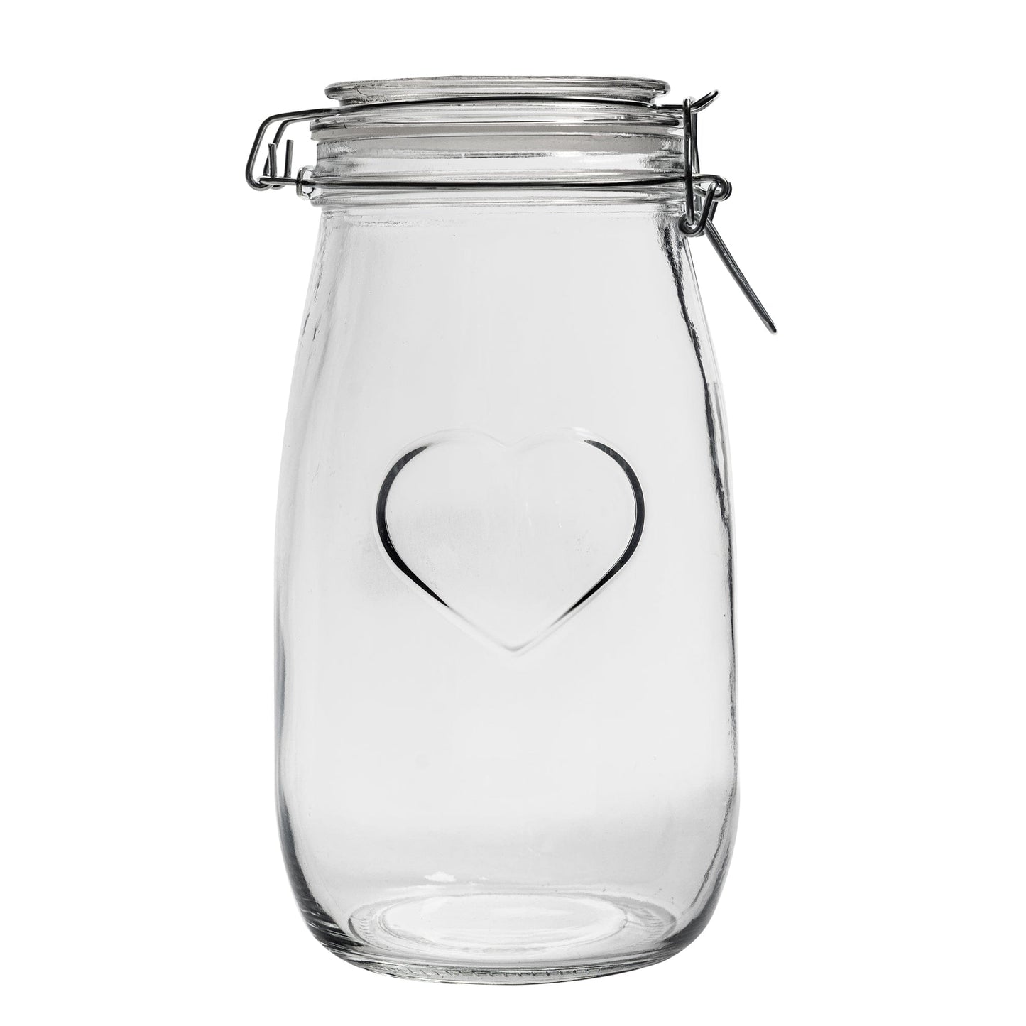 1.5L Air tight Glass Storage Jar with Embossed Heart Detail