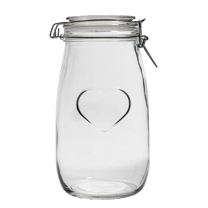 1.5L Air tight Glass Storage Jar with Embossed Heart Detail