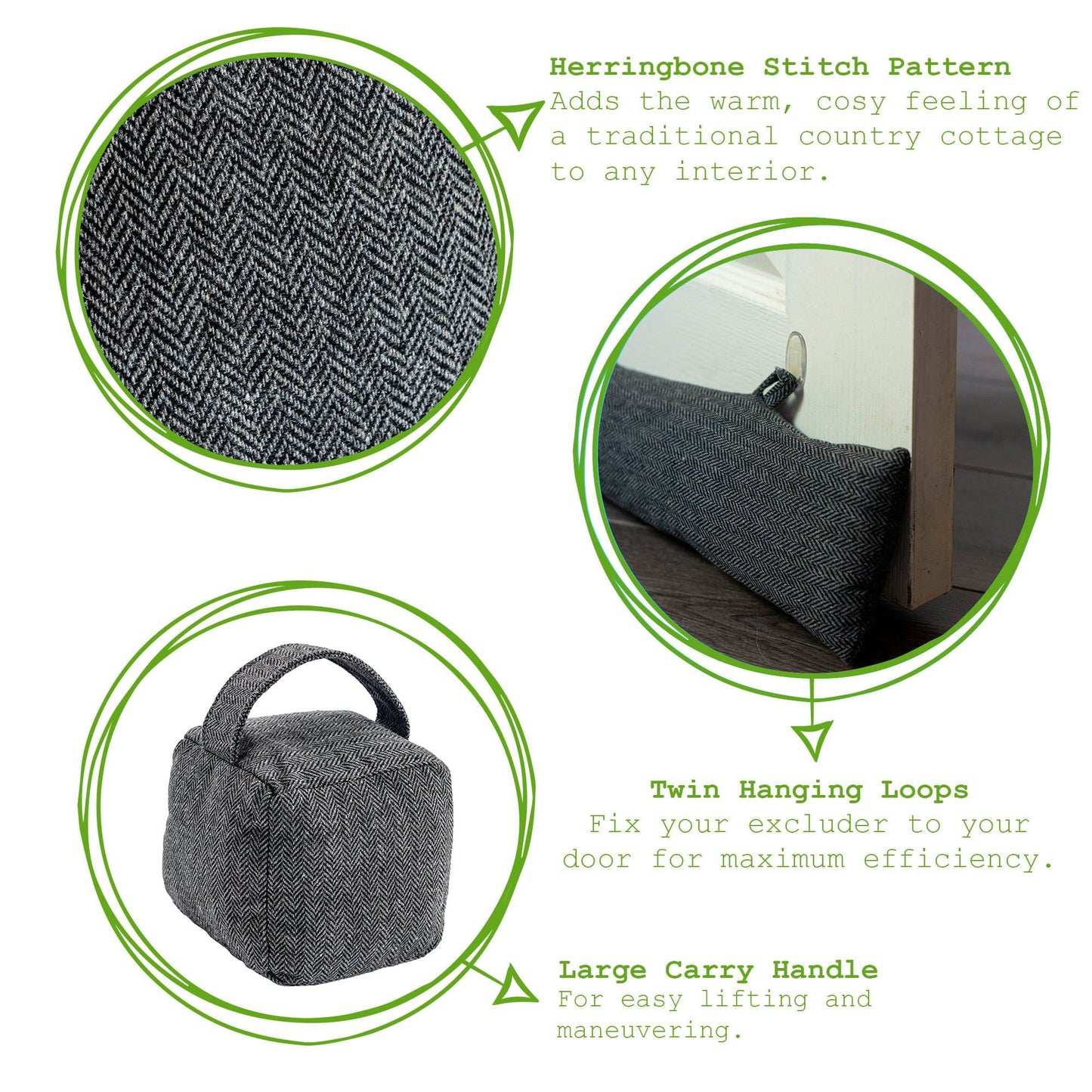 Herringbone Door Stop & Draught Excluder Set