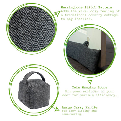 Herringbone Door Stop & Draught Excluder Set