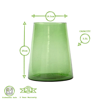 25cm Green Jebel Recycled Glass Vase