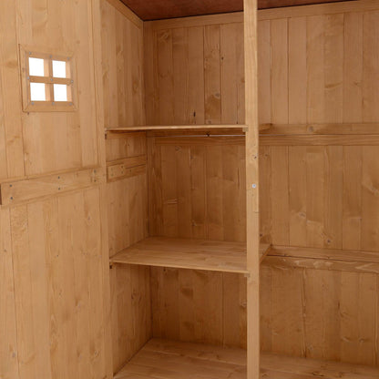 Barn 164cm Double Door Pent Garden Store Two Window Fir Wood Natural by Steadfast