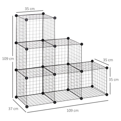 DIY 6 Cube Metal Wire Rack Interlocking Storage Cabinet Living Room Organiser Display Shelves Black