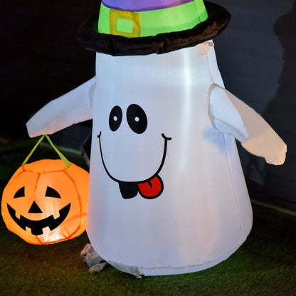 Halloween 1.2m LED Outdoor Inflatable Decoration - Ghost w/ Pumpkin Lantern