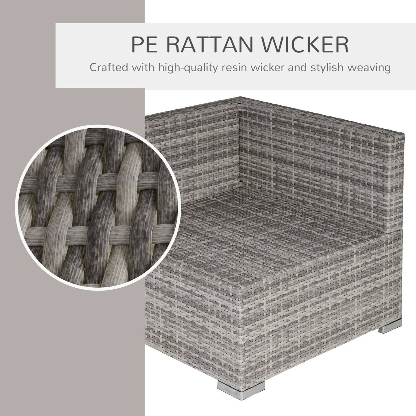 PE Rattan Wicker Corner Sofa Garden Furniture Single Sofa Chair w/ Cushions