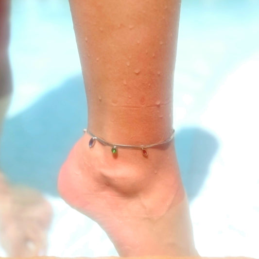Nala Silver Jewelled Ankle Chain