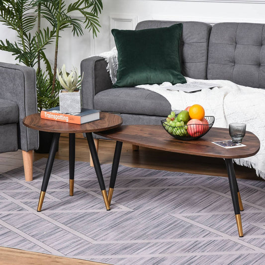 Coffee Table Set of 2 Nesting Coffees End Tables Vintage Decor Side Table Triangle Occasional Stand Tea Table for Living Room Home and Office