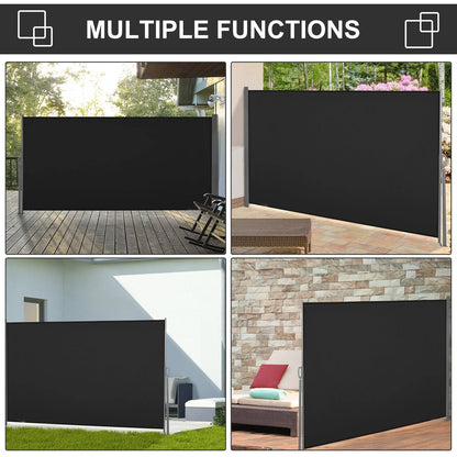 Retractable Sun Side Awning Screen Fence Patio Garden Wall Balcony Screening Panel Outdoor Blind Privacy Divider 3x1.6M