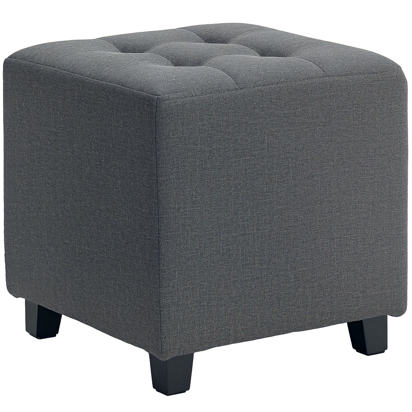 HOMCOM Small Footstool Square Ottoman with Padded Seat for Living Room Grey