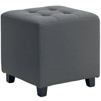 HOMCOM Small Footstool Square Ottoman with Padded Seat for Living Room Grey