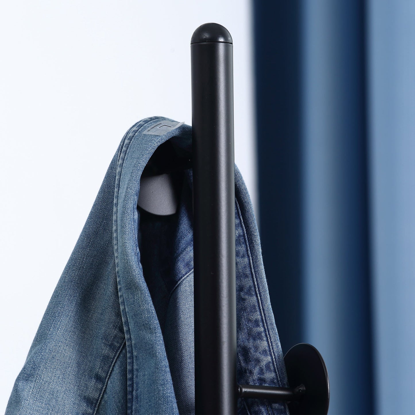 Slimline Metal Coat Stand With Round Hooks - Black