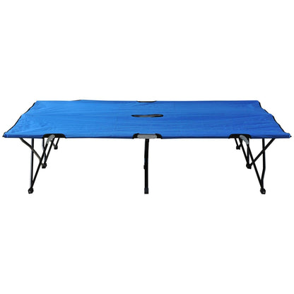 Double Camping Cot Foldable Sunbed Outdoor Patio Sleeping Bed Super Light with Carry Bag Blue