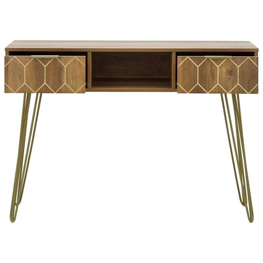 Orleans Console Table Natural 1 Shelf 2 Drawers