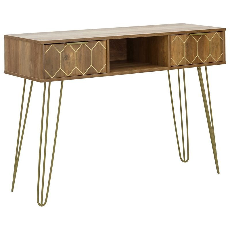 Orleans Console Table Natural 1 Shelf 2 Drawers