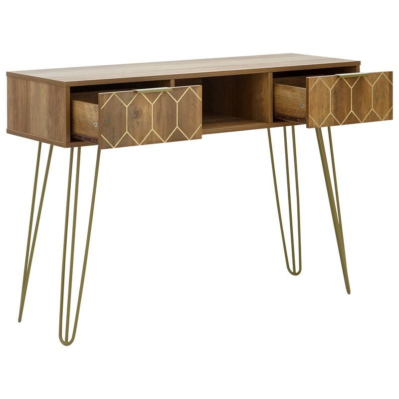 Orleans Console Table Natural 1 Shelf 2 Drawers