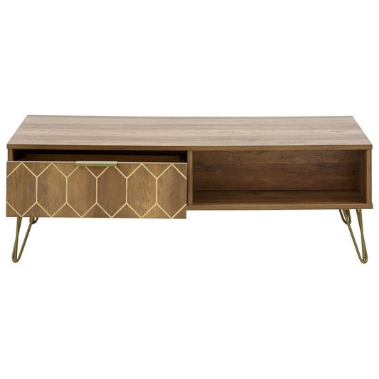 Orleans Coffee Table Natural 2 Shelves 2 Drawers