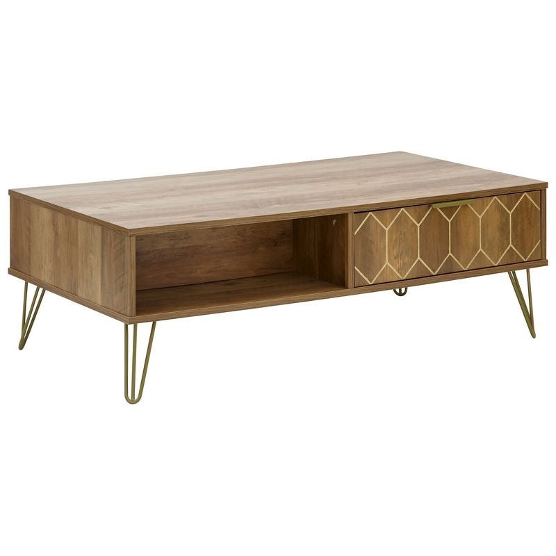 Orleans Coffee Table Natural 2 Shelves 2 Drawers