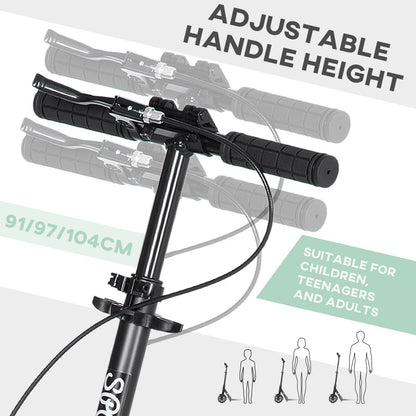 One-click Folding Kick Scooter for 14+ w/ Adjustable Handlebar