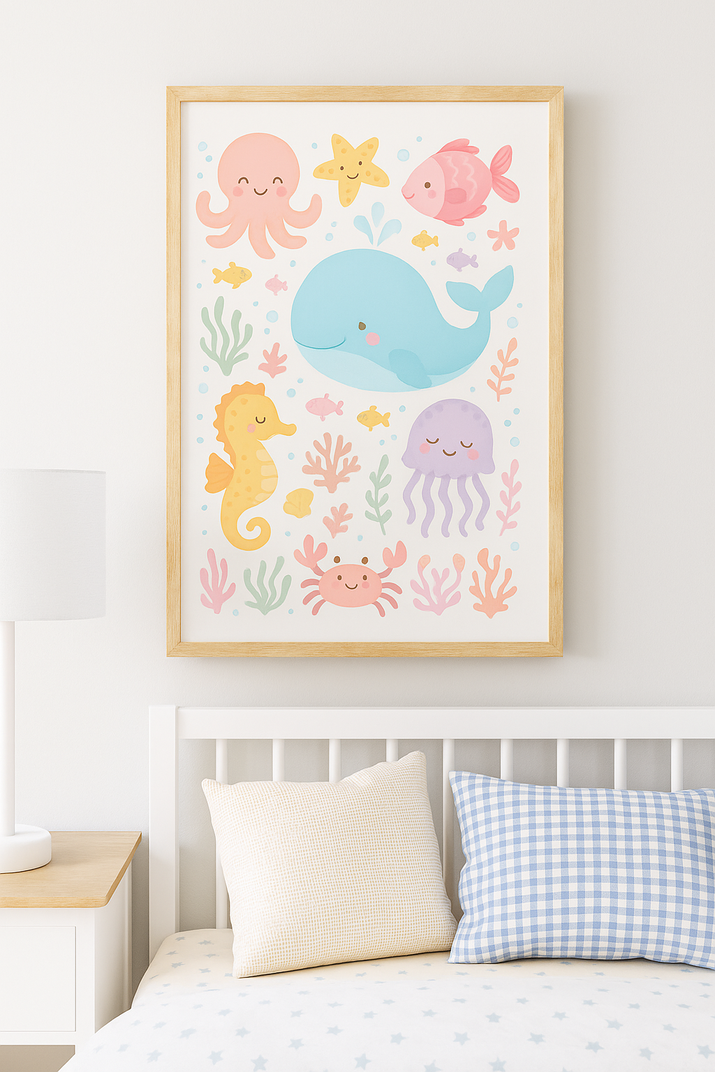 Ocean Friends Wall Art – Cute Underwater Animals for Kids Bedroom