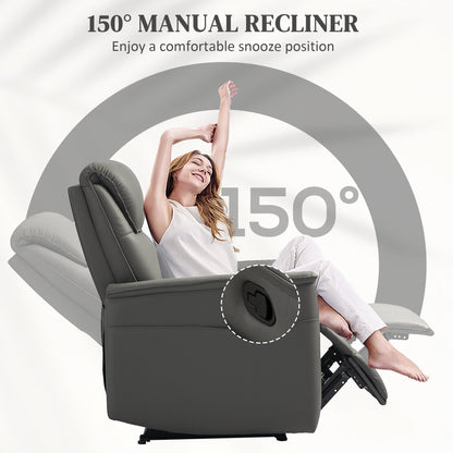 HOMCOM Recliner Armchair with Spring Cushion Adjustable Leg Rest Light Grey