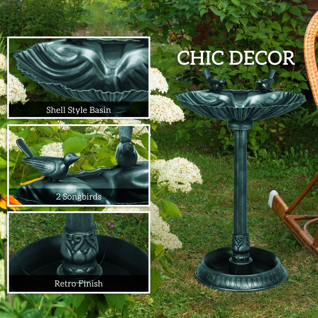 Outsunny 81cm Tall Bird Bath with 2 Decorative Birds for Garden