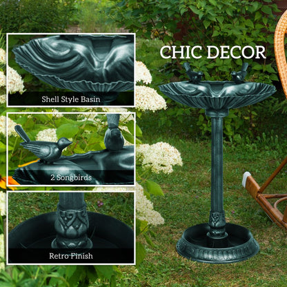 Outsunny 81cm Tall Bird Bath with 2 Decorative Birds for Garden