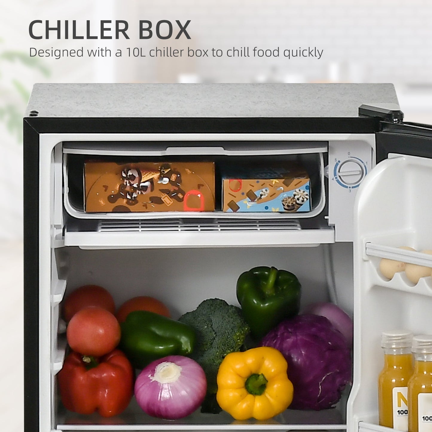 91 Litre Freestanding Under Counter Fridge with Chiller Box