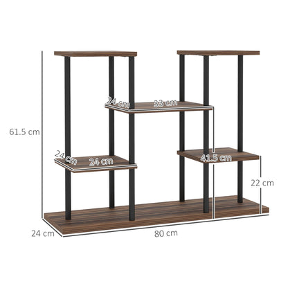 Outsunny 4 Tiered Metal Flower Shelf Display Rack, Carbonised Finish