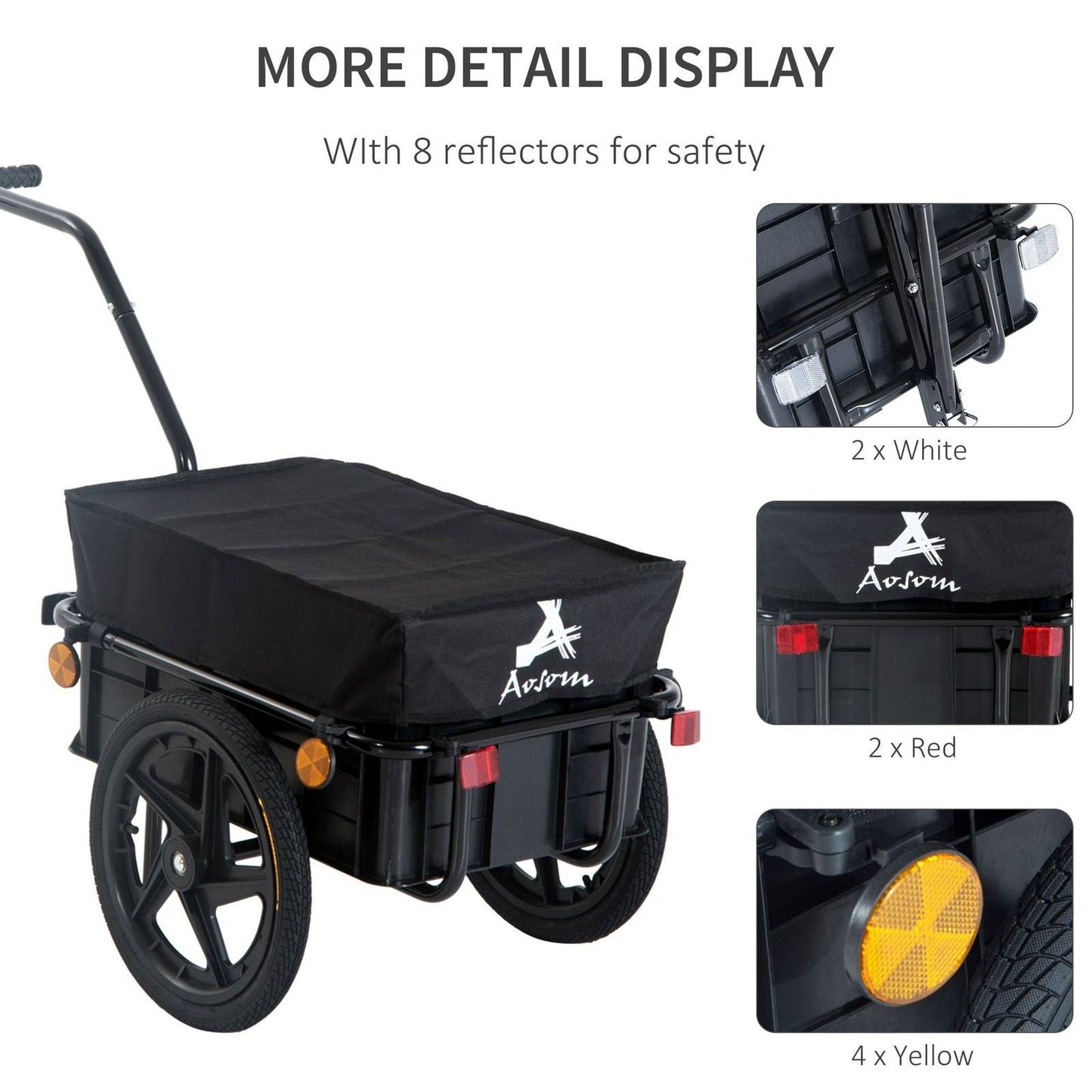 Cargo Trailer Bike Stroller Garden Trolley W/Carrier Utility Luggage & Wheels Black