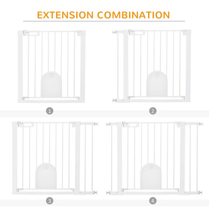 PawHut Dog Gate with Cat Flap Pet Safety Gate Barrier