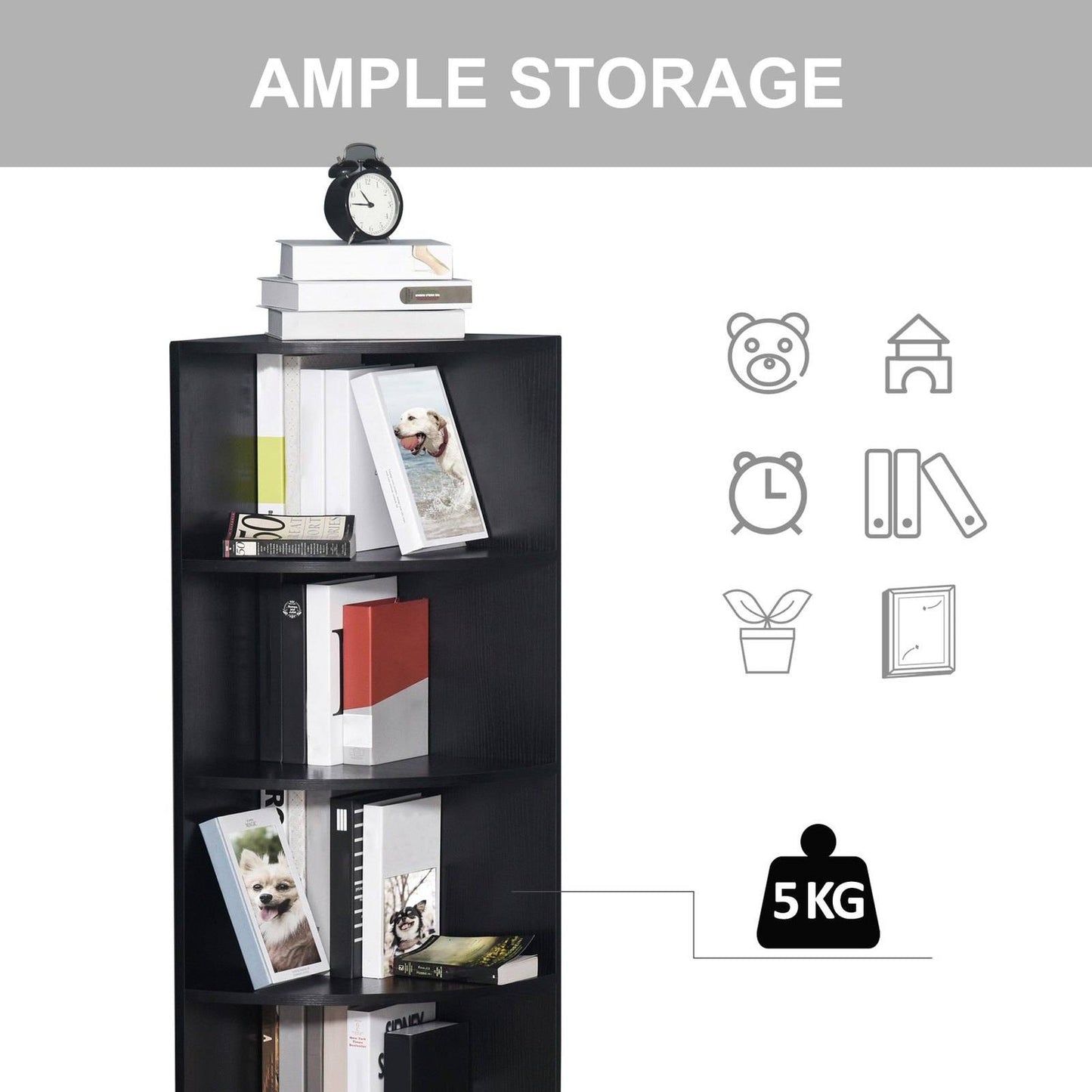 Four-Tier Corner Storage Unit - Black