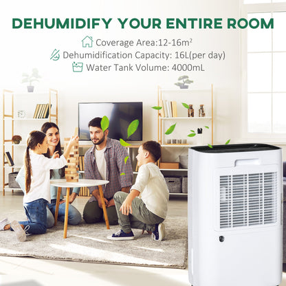 16L/Day 4L Portable Quiet Dehumidifier Home Laundry
