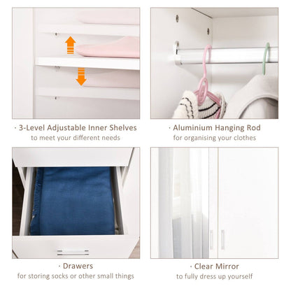 Modern Mirror Wardrobe 2 Door Storage Cupboards Home Storage Organisation Furniture with Adjustable Shelf