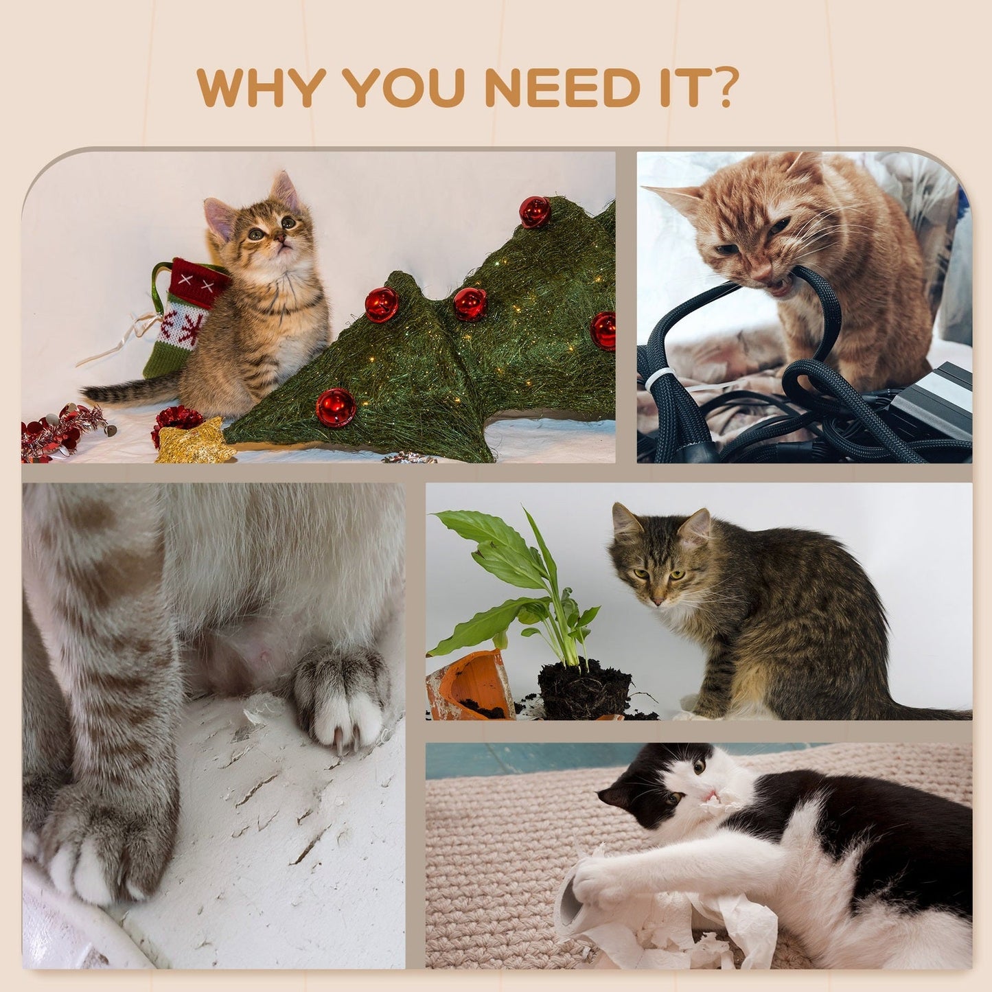 PawHut 4-Piece Wall-Mounted Cat Shelves w/ Scratching Post