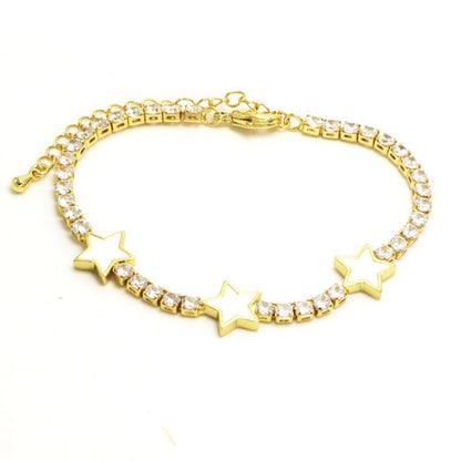 Trella Luxe 18k Gold Plated Star Tennis Bracelet