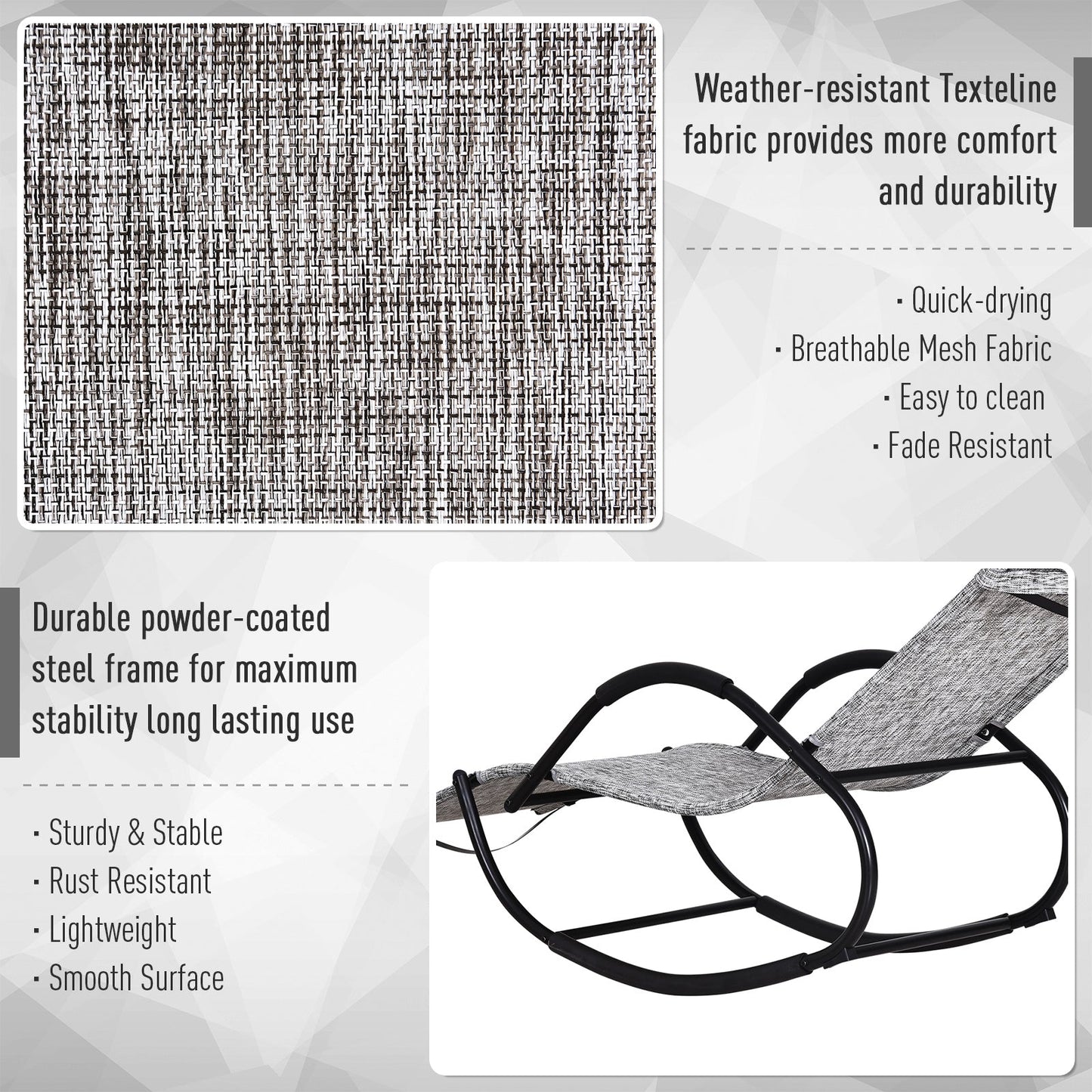 Outsunny Steel Frame Zero Gravity Rocking Lounge Chair With Pillow Grey