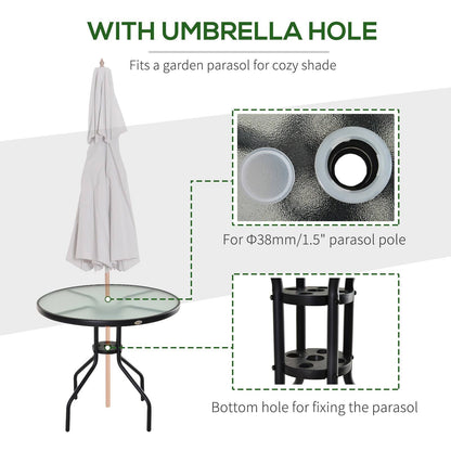Bistro Table Outdoor Round Dining Coffee Table with Parasol Hole