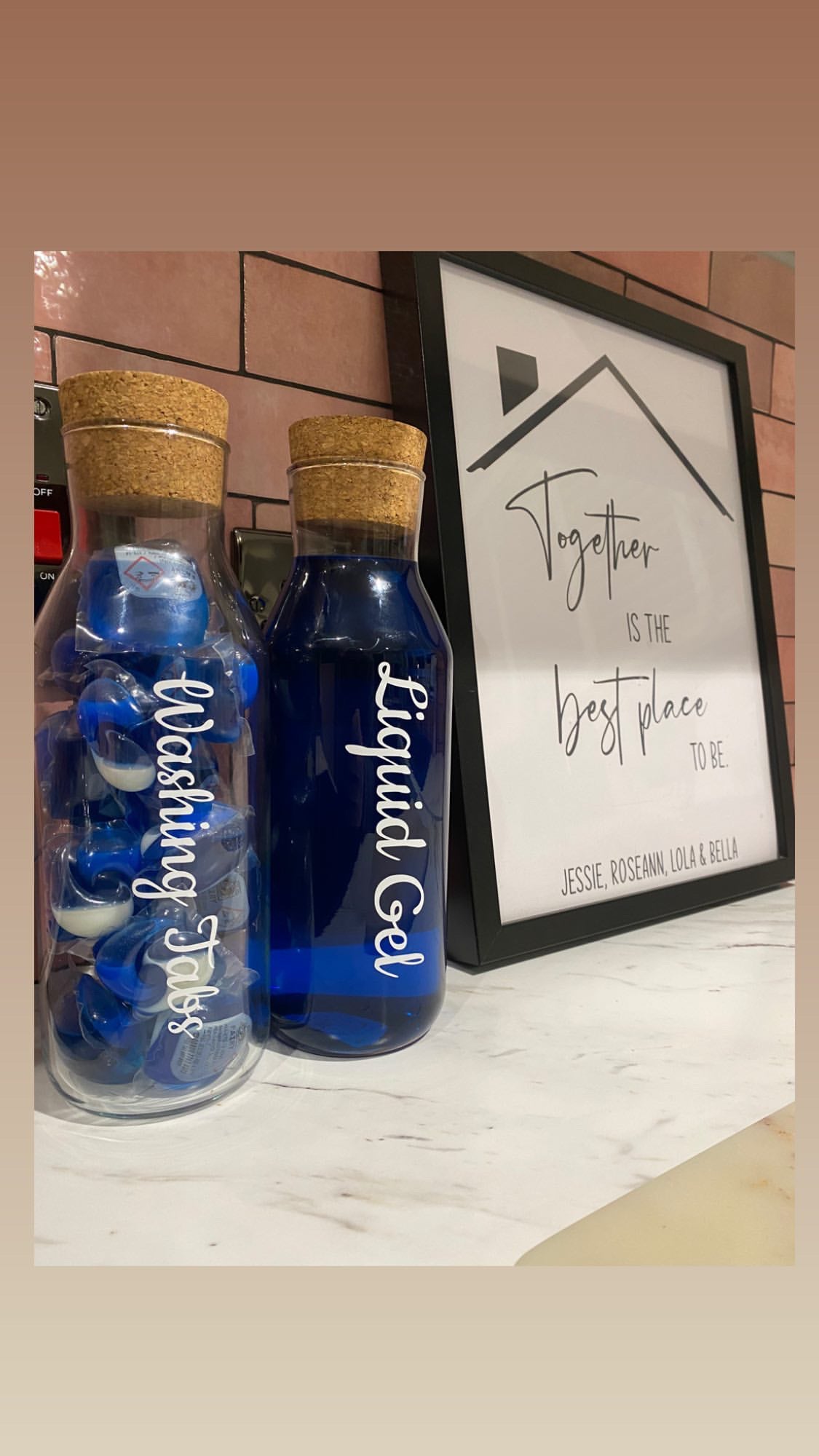 Personalised Custom Any Wording Clear Glass Cork Storage Laundry Jar Bottle Sticker Label For 500ml Bottle (No Bottle Included)