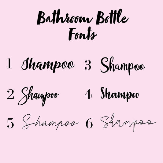 Personalised Font Bathroom Shampoo Conditioner Body Wash & Bubbles Sticker Set (No Bottles Included)