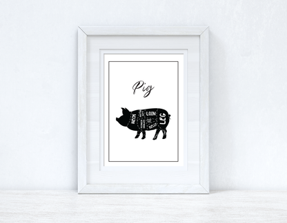 Pig Pork Cuts Simple Cool Kitchen Farmhouse Wall Decor Print